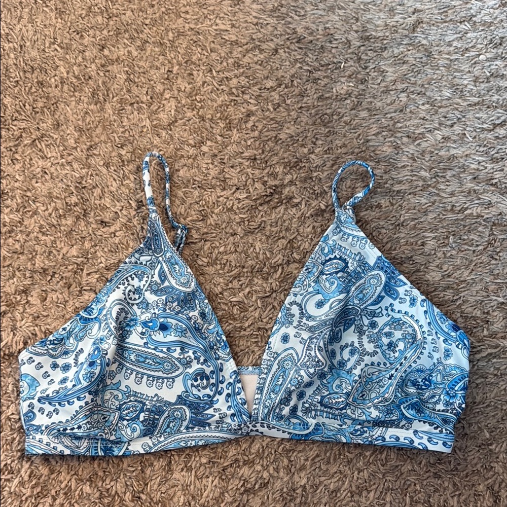 Blue Paisley Triangle Bikini Top XL